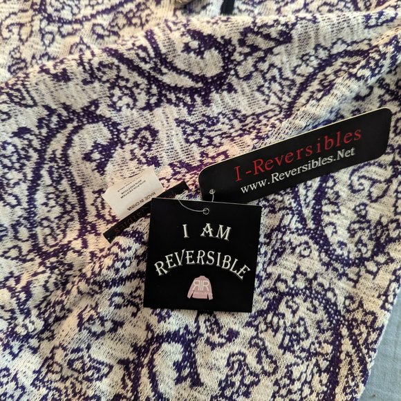 Women's NWT I-Reversibles button up sweater, purple & white, size S - Picture 3 of 4
